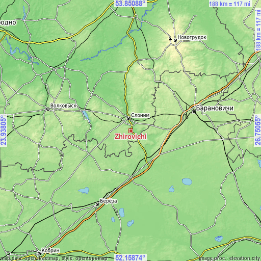 Topographic map of Zhirovichi