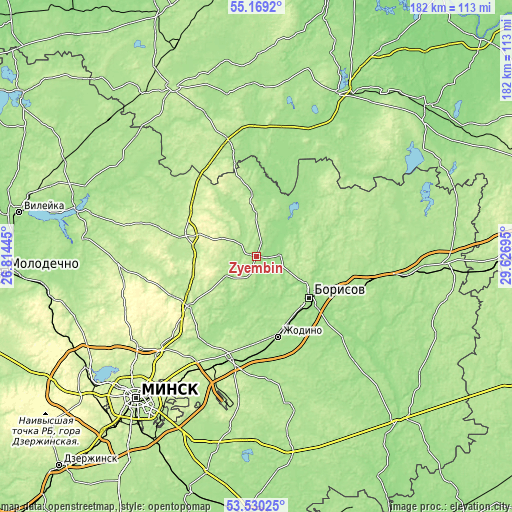 Topographic map of Zyembin