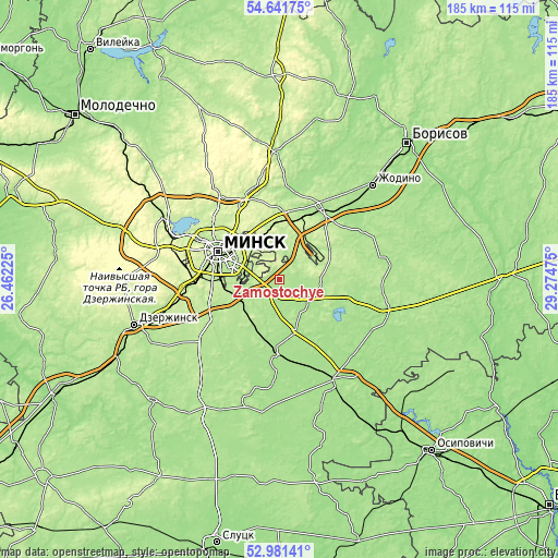 Topographic map of Zamostochye