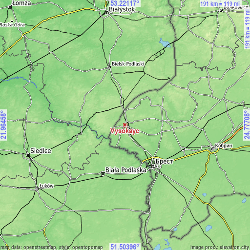 Topographic map of Vysokaye