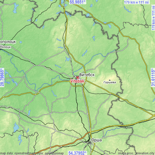 Topographic map of Vitebsk