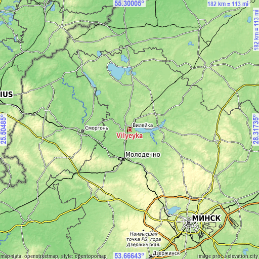 Topographic map of Vilyeyka