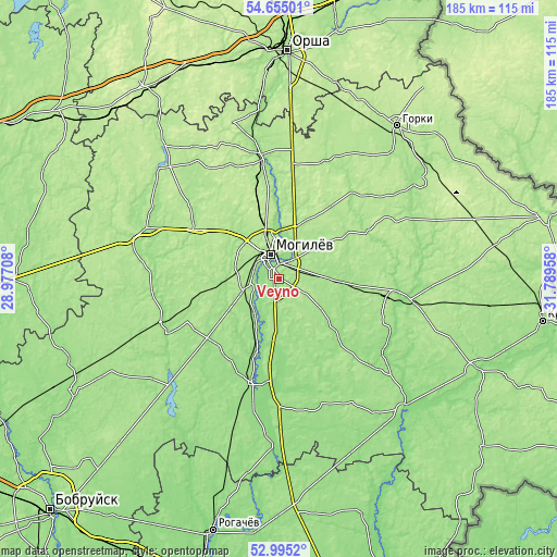 Topographic map of Veyno