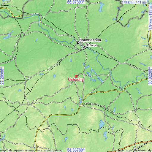 Topographic map of Ushachy