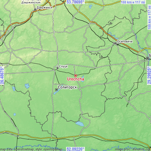 Topographic map of Urechcha