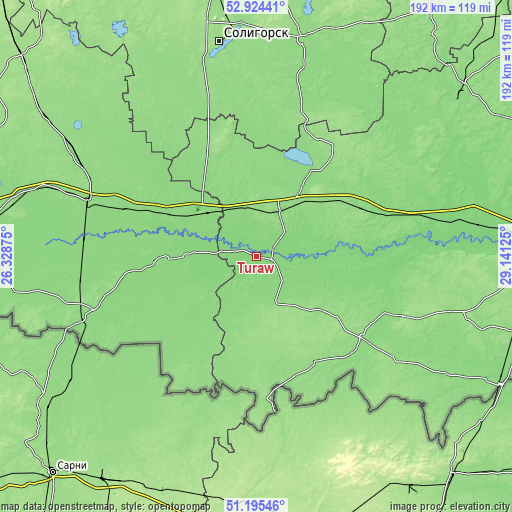 Topographic map of Turaw