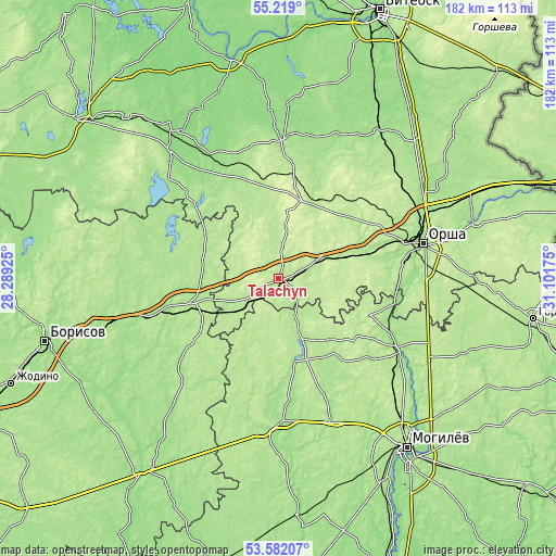 Topographic map of Talachyn