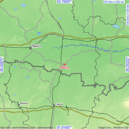 Topographic map of Stolin