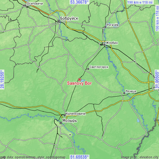 Topographic map of Sasnovy Bor