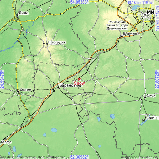 Topographic map of Snow