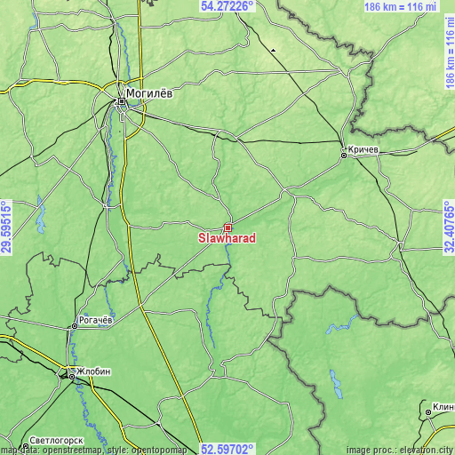 Topographic map of Slawharad