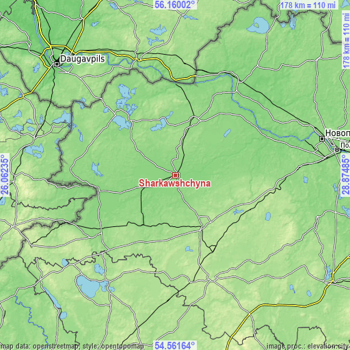 Topographic map of Sharkawshchyna