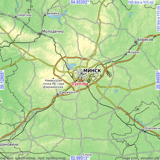 Topographic map of Syenitsa