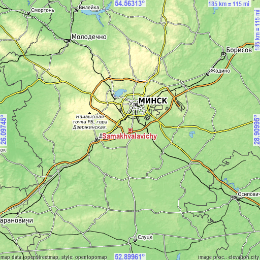 Topographic map of Samakhvalavichy