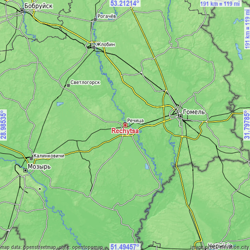 Topographic map of Rechytsa