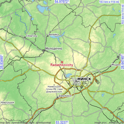 Topographic map of Radashkovichy