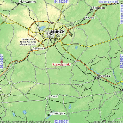 Topographic map of Prawdzinski