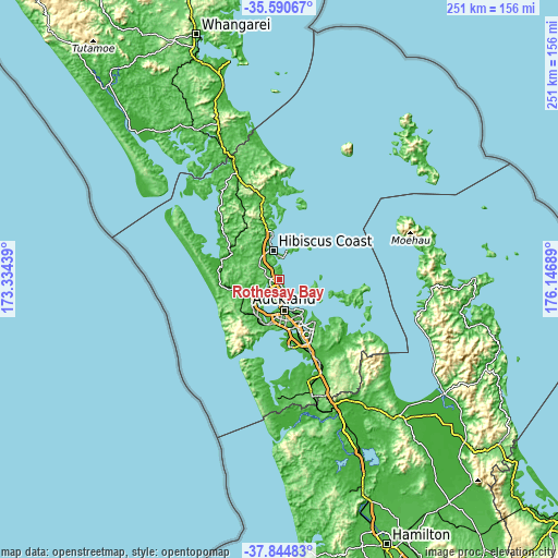 Topographic map of Rothesay Bay