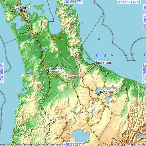 Topographic map of Matamata