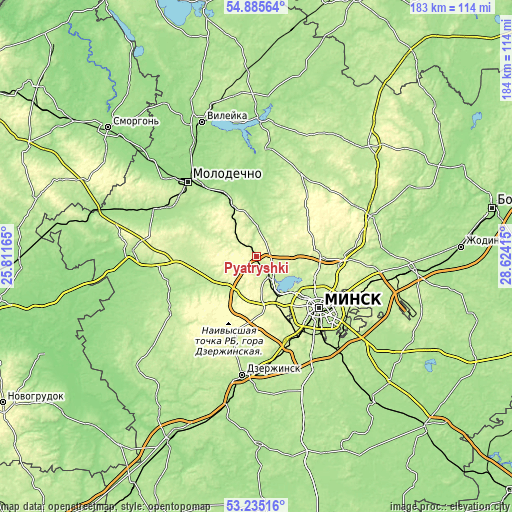 Topographic map of Pyatryshki