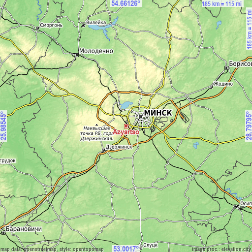 Topographic map of Azyartso