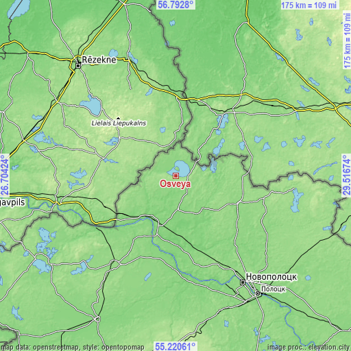 Topographic map of Osveya