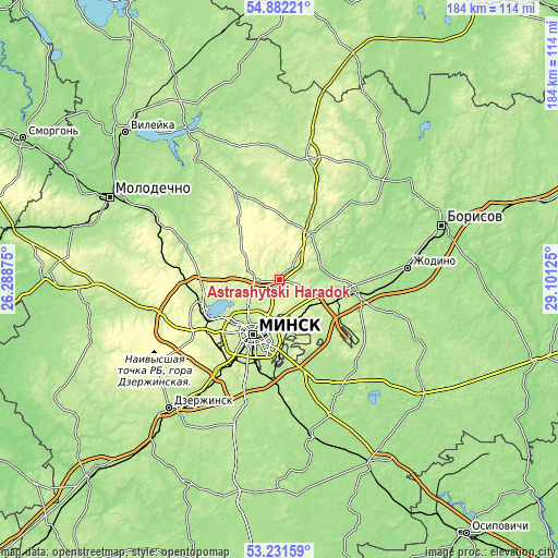 Topographic map of Astrashytski Haradok