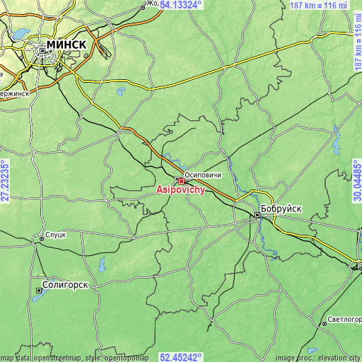 Topographic map of Asipovichy