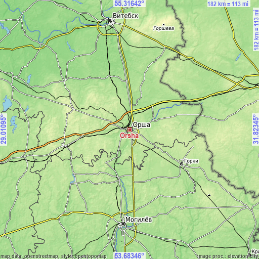 Topographic map of Orsha