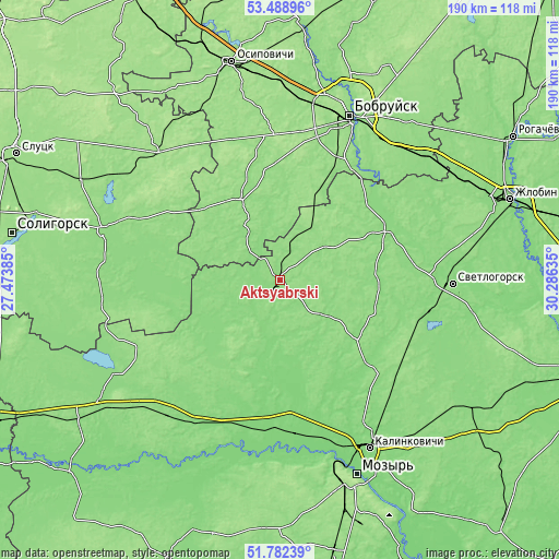 Topographic map of Aktsyabrski