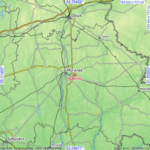 Topographic map of Kadino