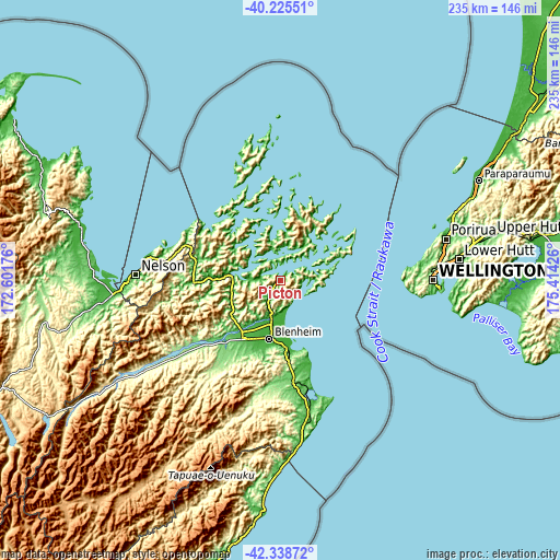 Topographic map of Picton