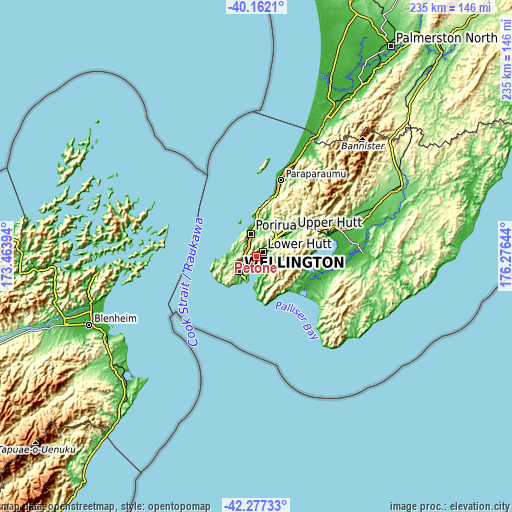 Topographic map of Petone