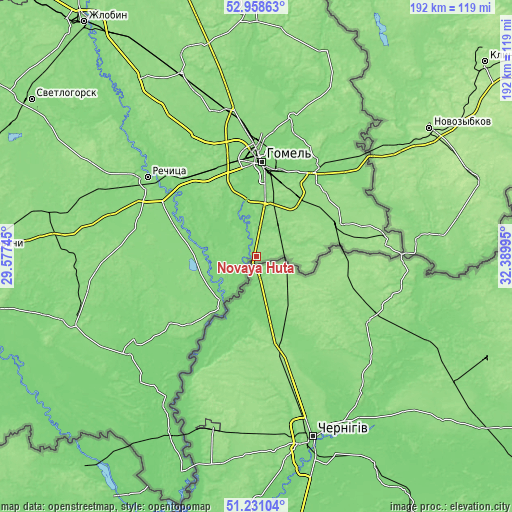 Topographic map of Novaya Huta