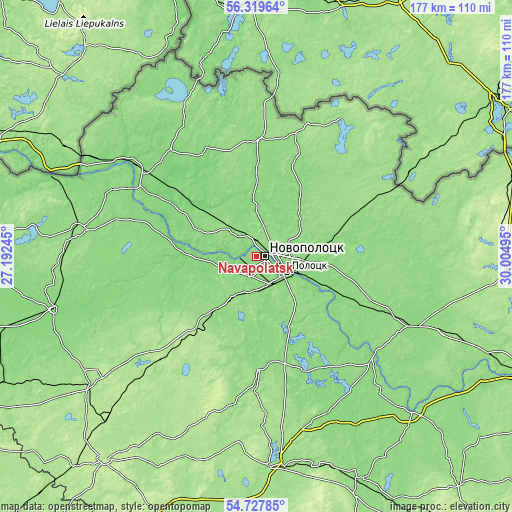 Topographic map of Navapolatsk