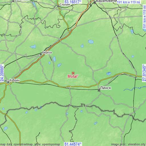 Topographic map of Motal’