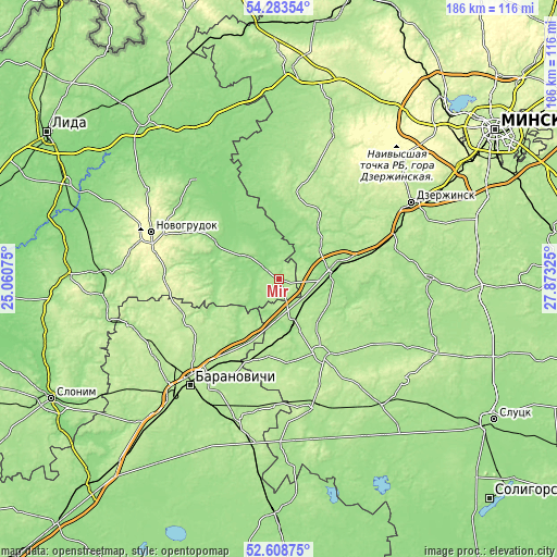 Topographic map of Mir