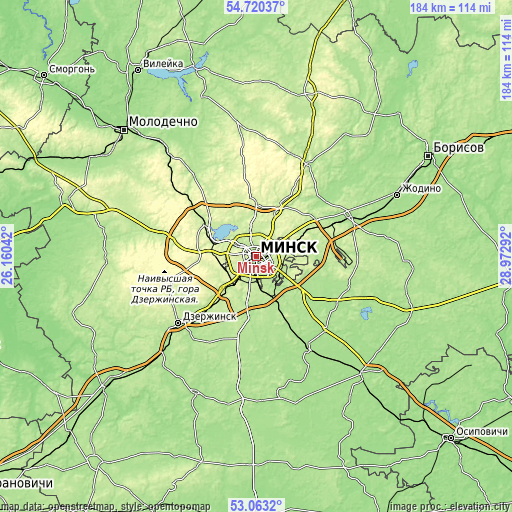 Topographic map of Minsk