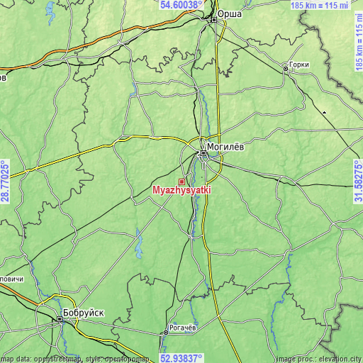 Topographic map of Myazhysyatki