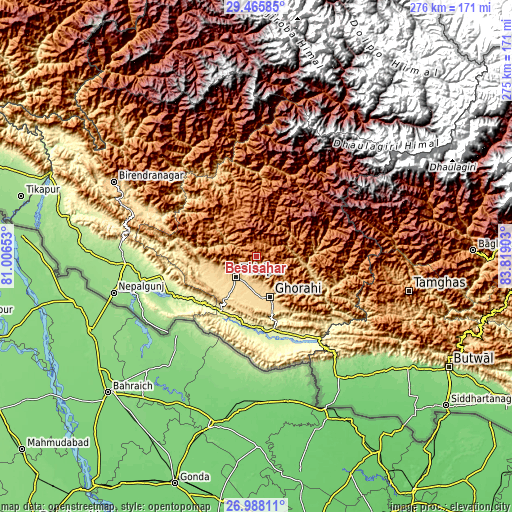 Topographic map of Besisahar