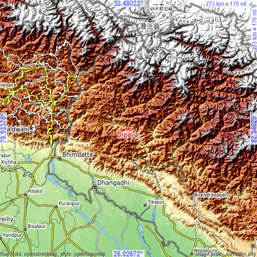 Topographic map of Dipayal