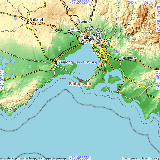 Topographic map of Blairgowrie