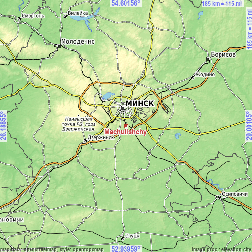 Topographic map of Machulishchy