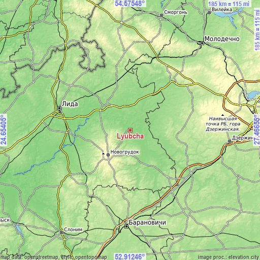 Topographic map of Lyubcha