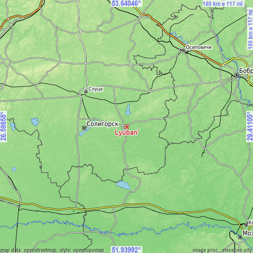 Topographic map of Lyuban’