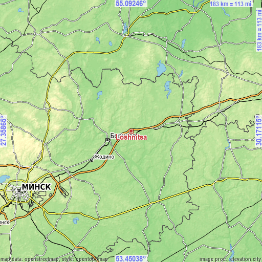 Topographic map of Loshnitsa