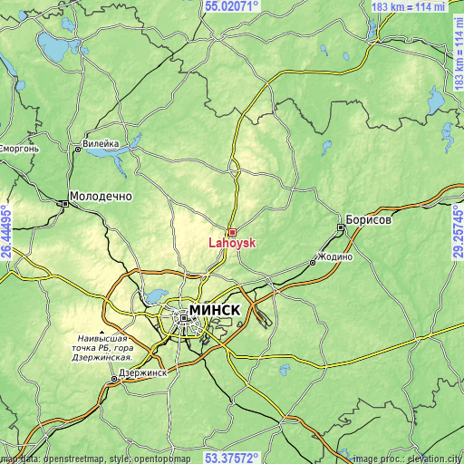 Topographic map of Lahoysk