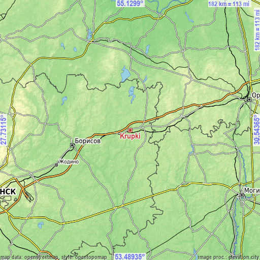 Topographic map of Krupki