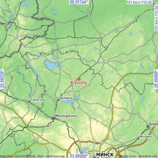 Topographic map of Kryvichy