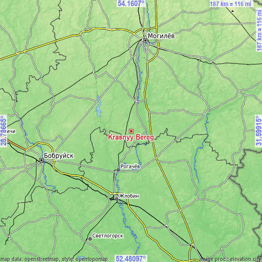 Topographic map of Krasnyy Bereg